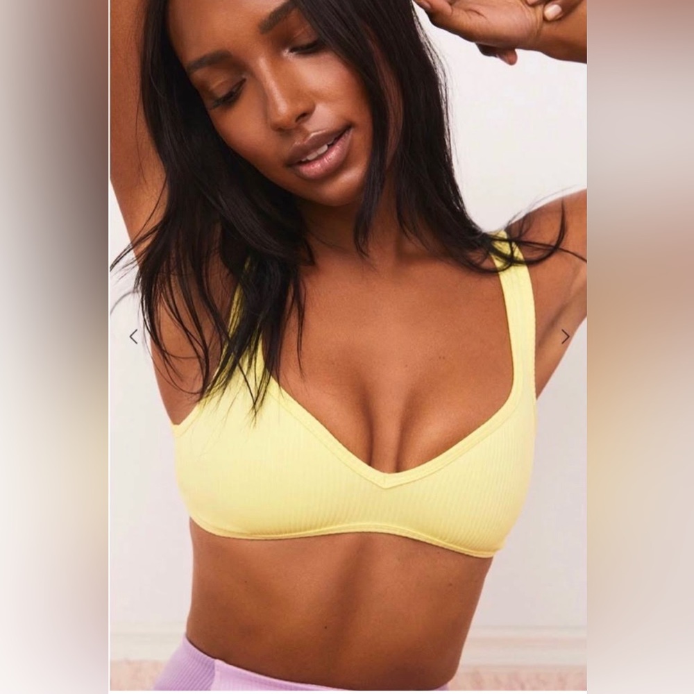 For Love & Lemons Yellow Corduroy Bra Top